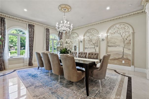 Chandelier, Dining room, Interior, Recessed Lighting