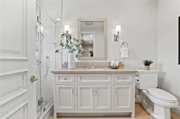 Bathroom, Glass Shower, Interior, Wood Texture Flooring