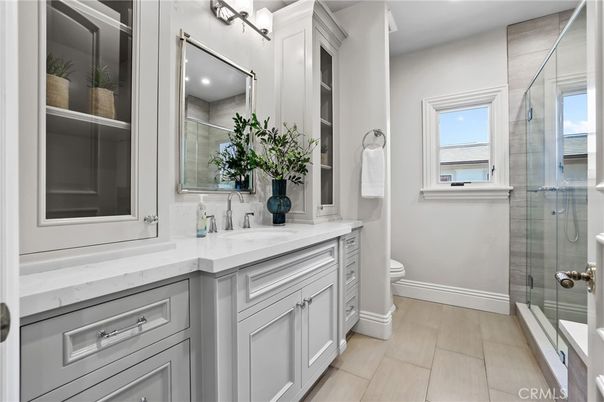 Bathroom, Glass Shower, Interior, Wood Texture Flooring