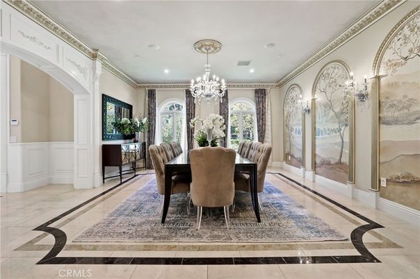 Chandelier, Dining room, Interior, Recessed Lighting