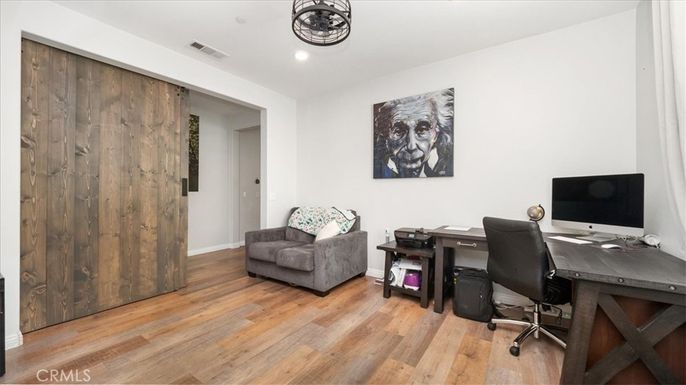 Home Office, Interior, Recessed Lighting, Wood Texture Flooring