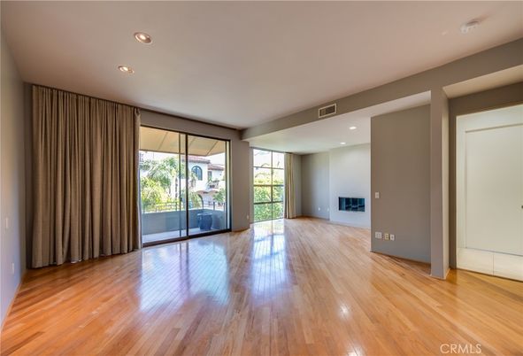 Empty room, Fireplace, Interior, Recessed Lighting, Wood Texture Flooring