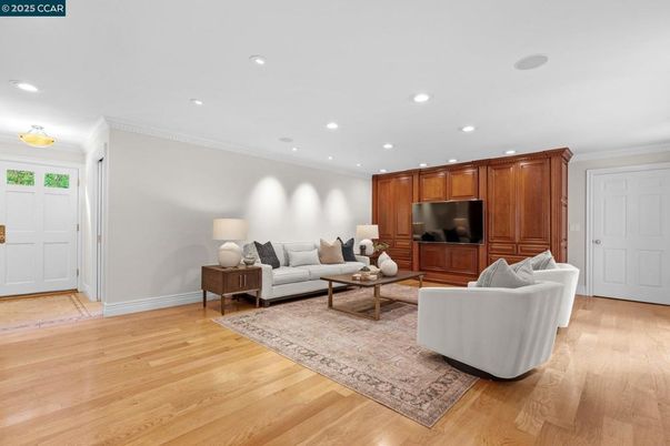Interior, Living room, Recessed Lighting, Wood Texture Flooring