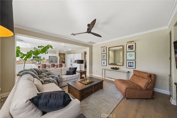 Interior, Kitchen, Living room, Recessed Lighting, Stainless Steel Appliances, Wood Texture Flooring