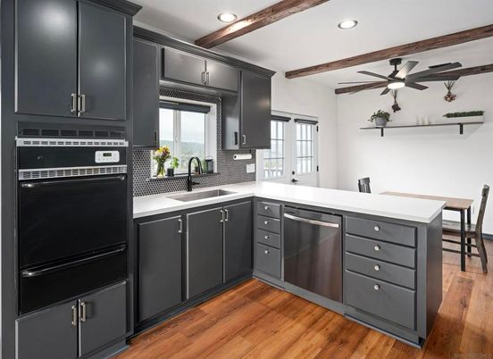 Interior, Kitchen, Recessed Lighting, Wooden Beams, Wood Texture Flooring
