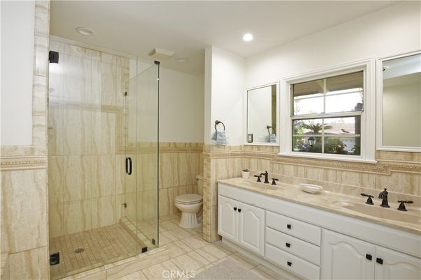Bathroom, Dual Sink Vanities, Glass Shower, Interior, Recessed Lighting