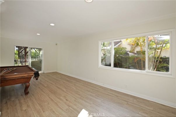 Billiard Table, Game Room, Interior, Recessed Lighting, Wood Texture Flooring