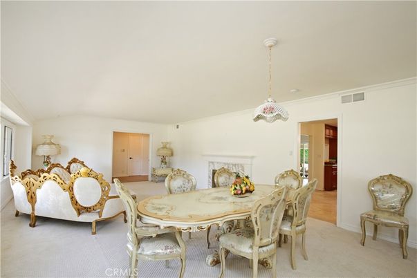 Dining room, Fireplace, Interior, Living room, Pendant Lights