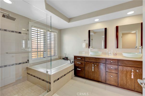 Bathroom, Dual Sink Vanities, Glass Shower, Interior, Recessed Lighting