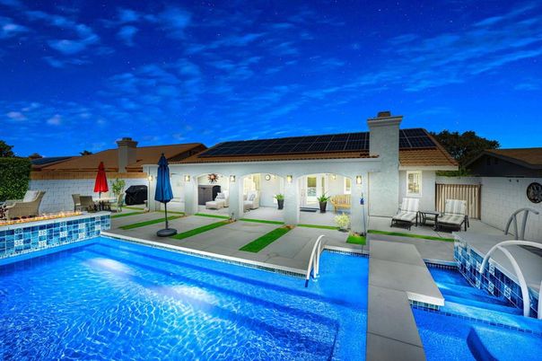 Exterior, Pool, Solar Panels