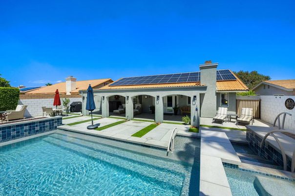 Exterior, Pool, Solar Panels