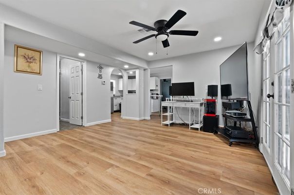 Home Office, Interior, Kitchen, Recessed Lighting, Wood Texture Flooring