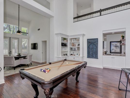 Billiard Table, Dining room, Game Room, Interior, Wood Texture Flooring