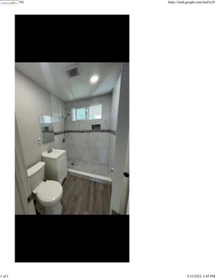 Bathroom, Interior, Marble Walls, Recessed Lighting, Wood Texture Flooring