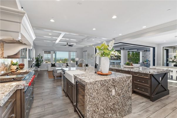 Dining room, Interior, Kitchen, Living room, Recessed Lighting, Wood Texture Flooring