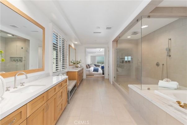 Bathroom, Dual Sink Vanities, Glass Shower, Interior, Recessed Lighting