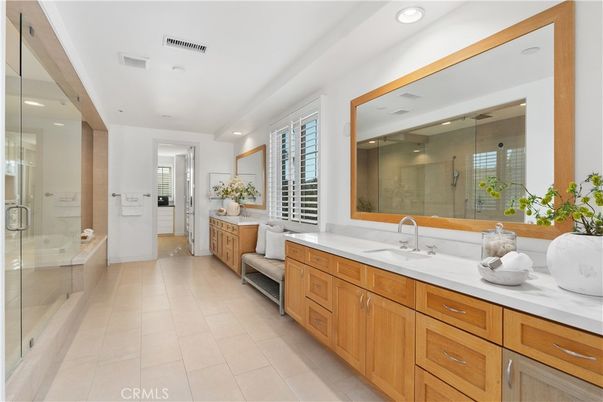Bathroom, Dual Sink Vanities, Glass Shower, Interior, Recessed Lighting