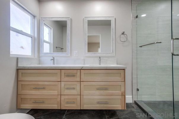 Bathroom, Dual Sink Vanities, Glass Shower, Interior