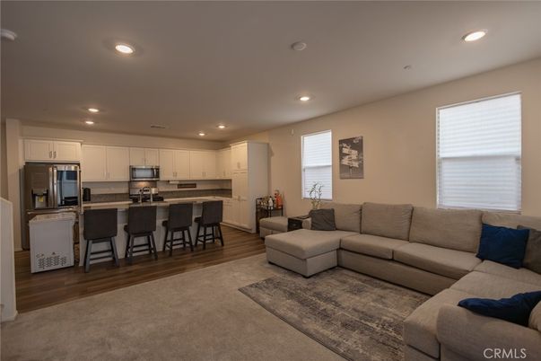 Interior, Kitchen, Living room, Recessed Lighting, Stainless Steel Appliances, Wood Texture Flooring