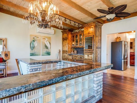Chandelier, Interior, Kitchen, Wooden Beams, Wooden Ceilings, Wood Texture Flooring