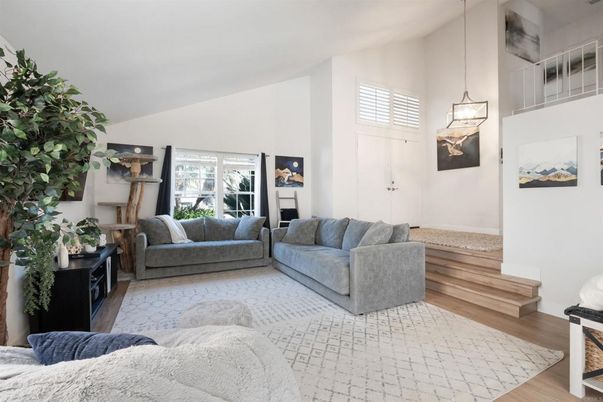 Fireplace, Interior, Living room, Pendant Lights, Wood Texture Flooring