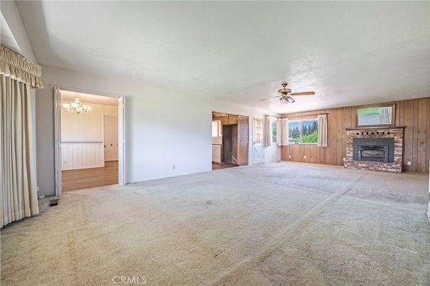 Empty room, Fireplace, Interior, Wooden Walls