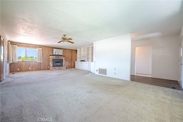 Empty room, Fireplace, Interior, Wooden Walls