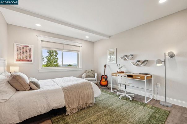 Bedroom, Home Office, Interior, Recessed Lighting, Wood Texture Flooring