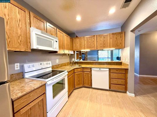 Interior, Kitchen, Recessed Lighting, Wood Texture Flooring