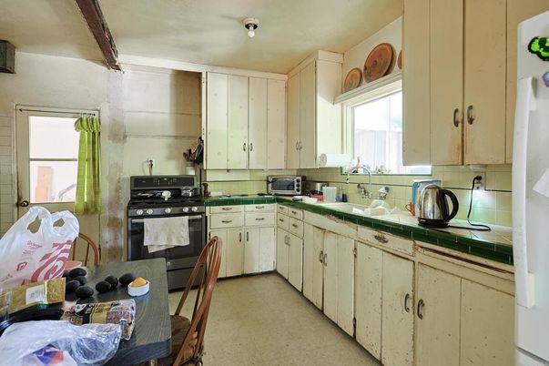 Interior, Kitchen, Stainless Steel Appliances, Tile Countertops, Wooden Beams