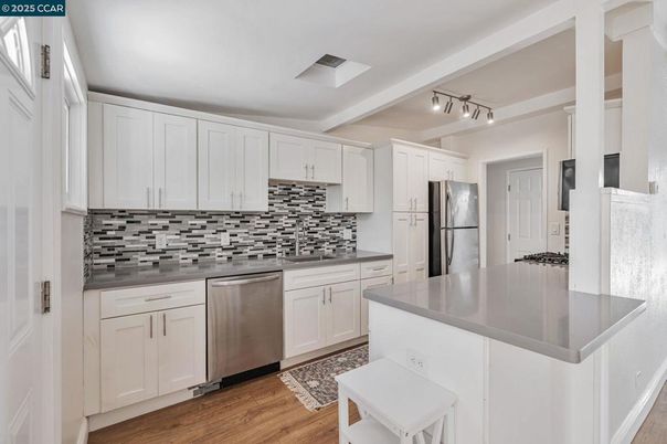 Interior, Kitchen, Stainless Steel Appliances, Wood Texture Flooring