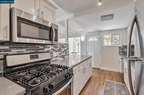 Interior, Kitchen, Stainless Steel Appliances, Wood Texture Flooring