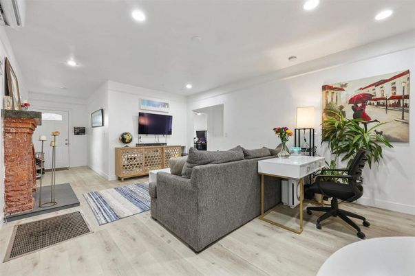 Home Office, Interior, Living room, Recessed Lighting, Wood Texture Flooring