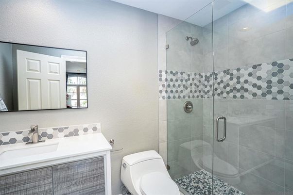 Bathroom, Glass Shower, Interior, Recessed Lighting