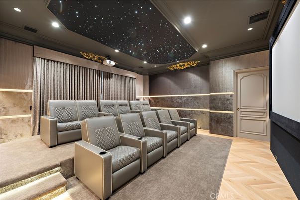 Home Theatre Room, Interior, Recessed Lighting, Theatre Room, Wood Texture Flooring