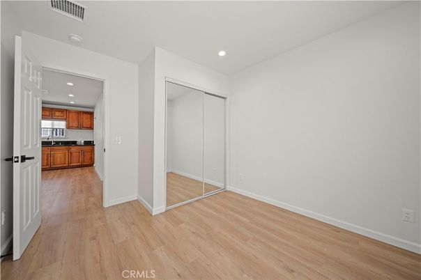 Empty room, Interior, Kitchen, Recessed Lighting, Wood Texture Flooring
