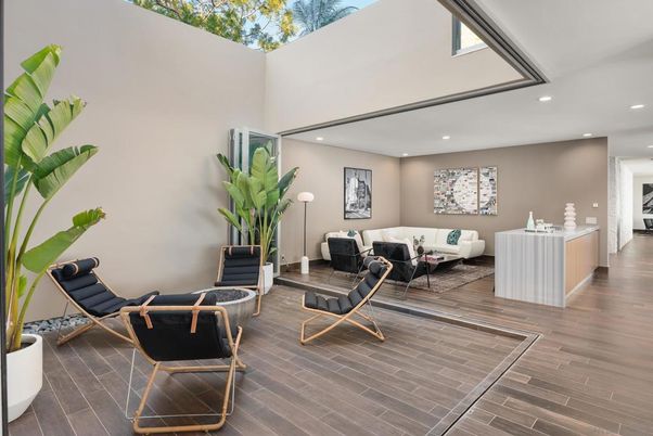 Interior, Living room, Recessed Lighting, Wood Texture Flooring