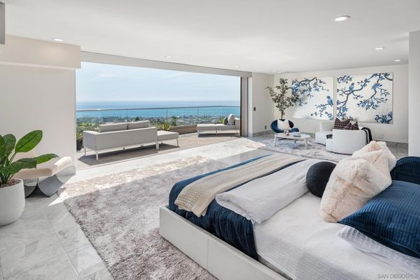 Bedroom, Interior, Marble, Recessed Lighting, Water