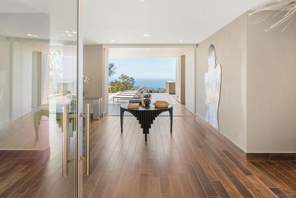 Dining room, Interior, Recessed Lighting, Water, Wood Texture Flooring