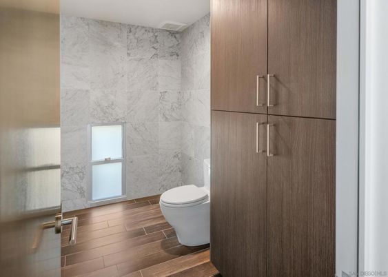 Bathroom, Interior, Marble Walls, Wood Texture Flooring