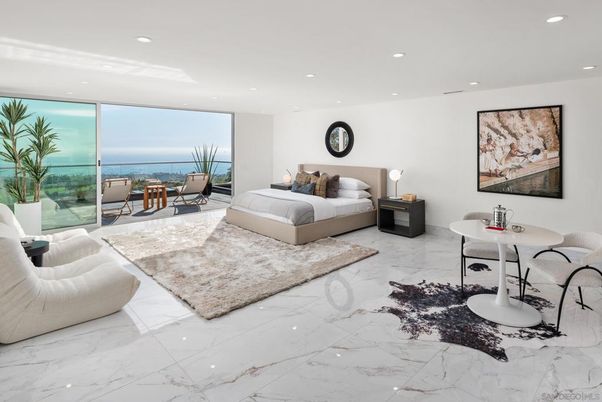 Bedroom, Interior, Living room, Marble, Recessed Lighting, Water