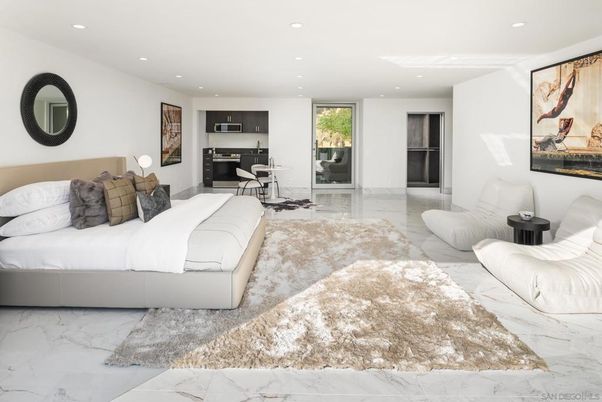 Bedroom, Interior, Marble, Recessed Lighting