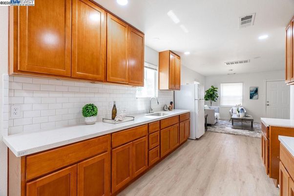 Interior, Kitchen, Living room, Recessed Lighting, Wood Texture Flooring