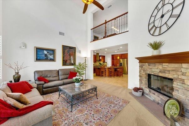 Fireplace, Interior, Kitchen, Living room, Recessed Lighting