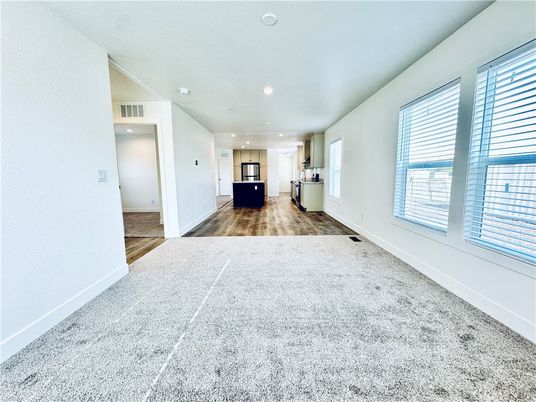 Empty room, Interior, Kitchen, Recessed Lighting, Wood Texture Flooring