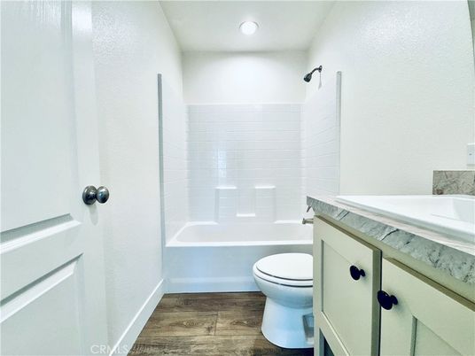 Bathroom, Interior, Recessed Lighting, Wood Texture Flooring