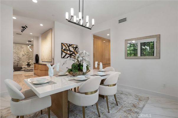Chandelier, Dining room, Interior, Marble, Pendant Lights, Recessed Lighting