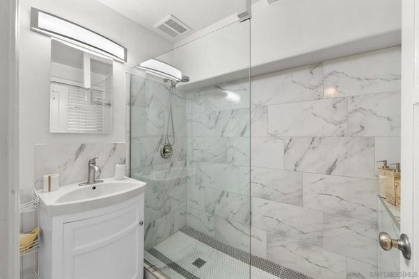 Bathroom, Glass Shower, Interior, Marble Walls