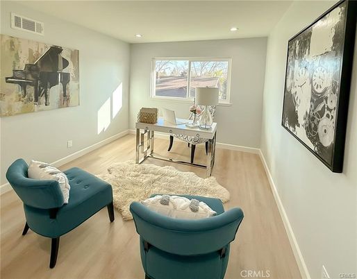 Home Office, Interior, Recessed Lighting, Wood Texture Flooring