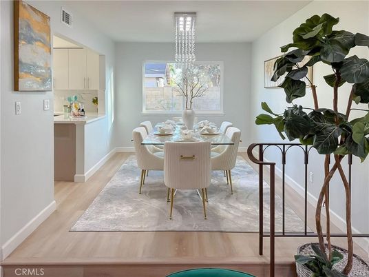 Chandelier, Dining room, Interior, Wood Texture Flooring